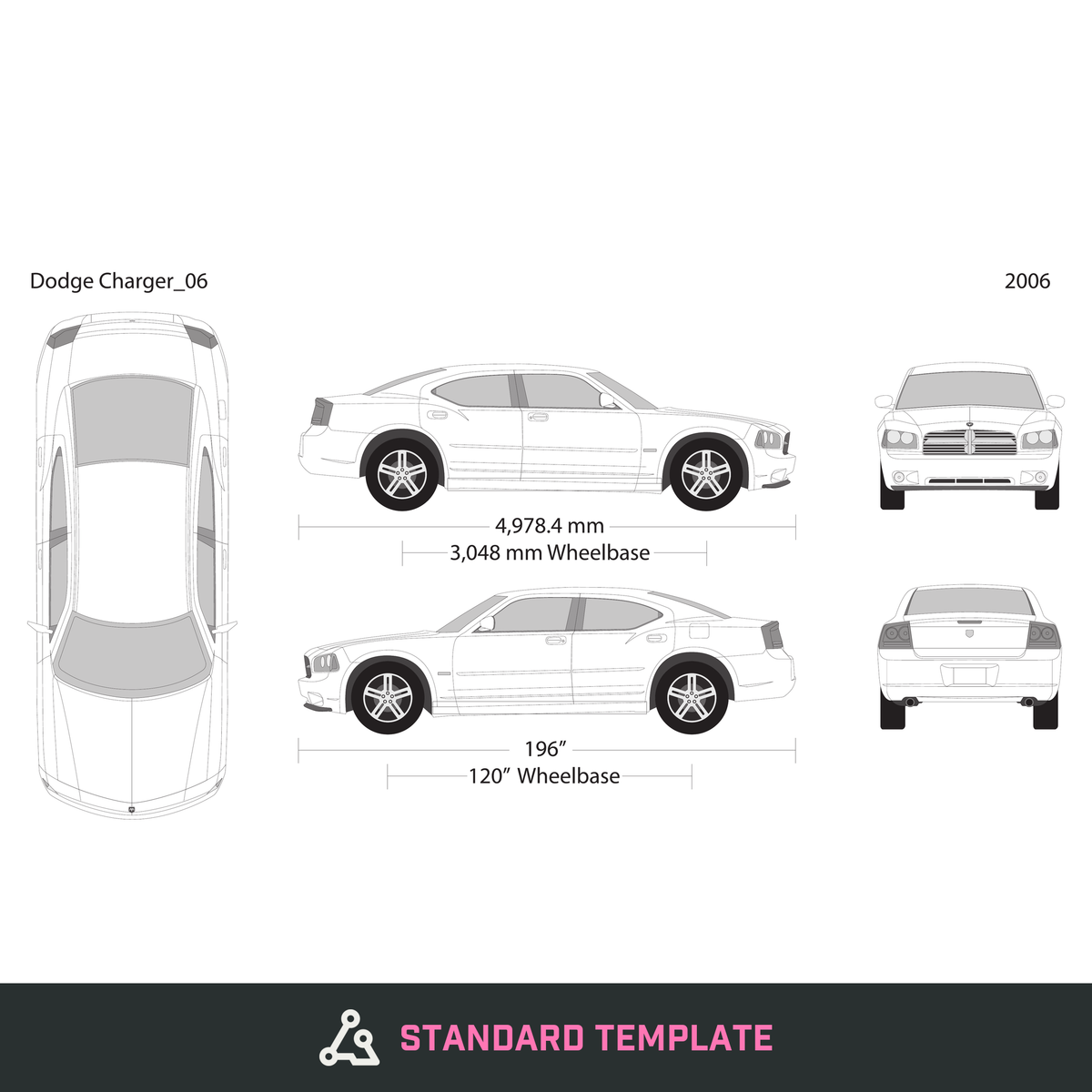 2006 Dodge Charger vector wrap template, Design-Ready PDF - GravBase