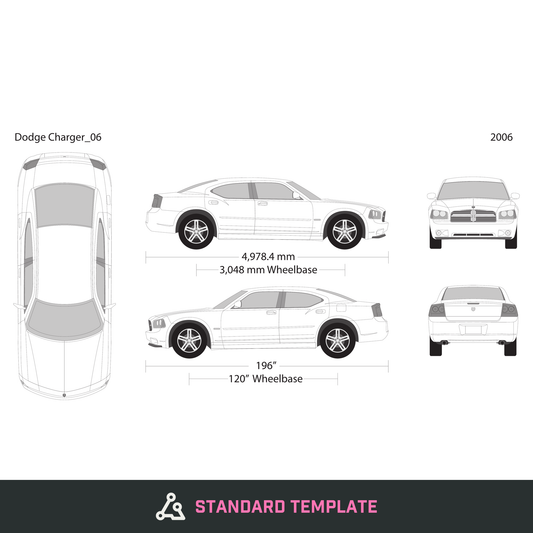 2006 Dodge Charger vector wrap template, Design-Ready PDF - GravBase