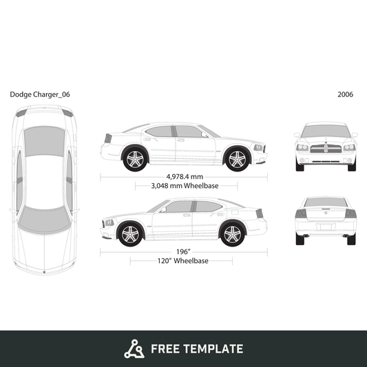2006 Dodge Charger free vector vehicle wrap template - GravBase