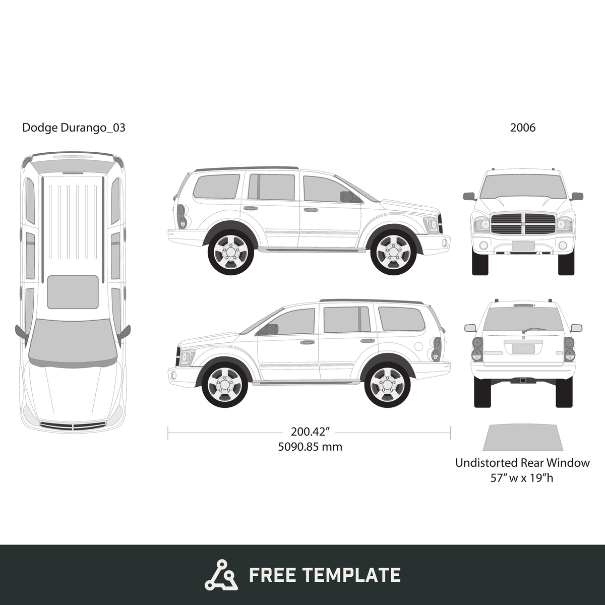 2006 Dodge Durango free vector vehicle wrap template - GravBase