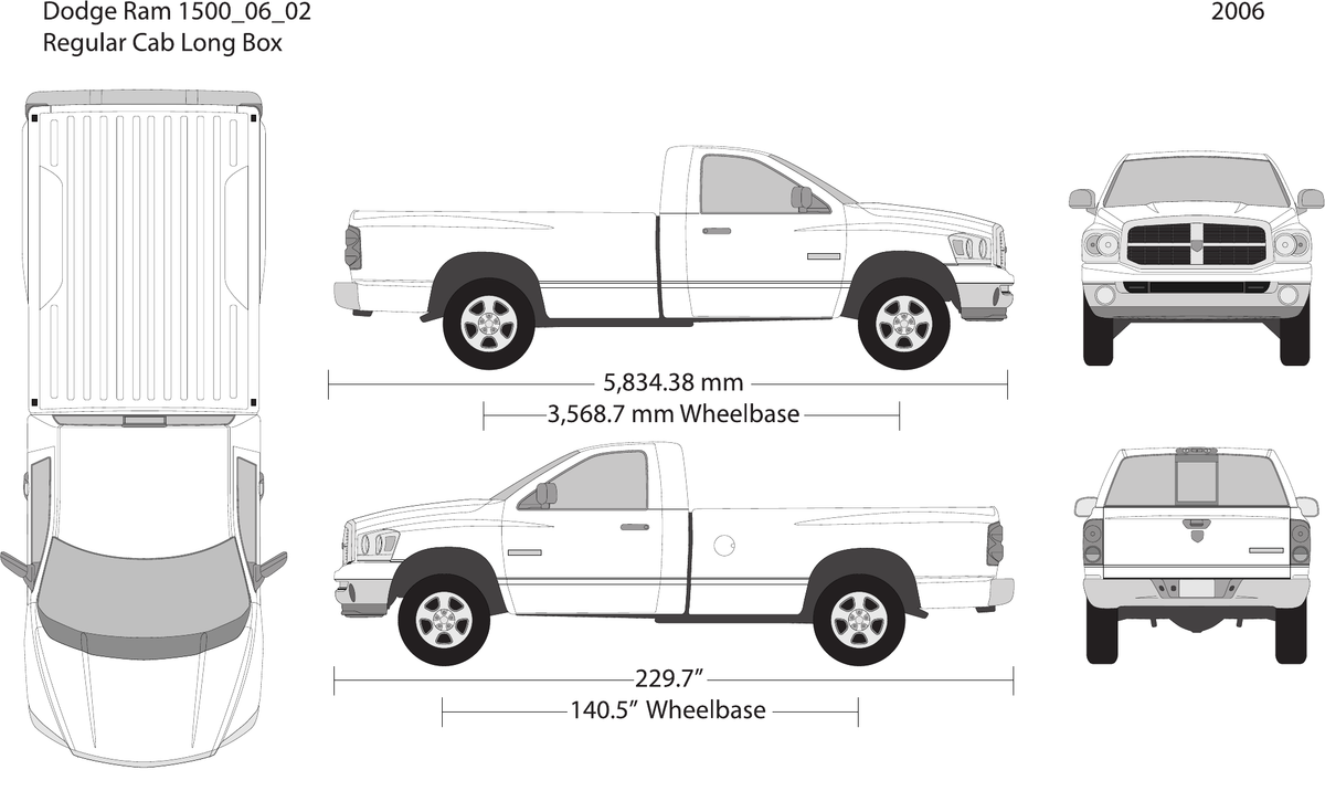 2006 Dodge Ram 1500 vector wrap template V02, Design-Ready PDF - GravBase