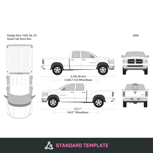 2006 Dodge Ram 1500 vector wrap template V03, Design-Ready PDF - GravBase