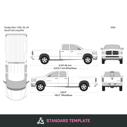 2006 Dodge Ram 1500 vector wrap template V04, Design-Ready PDF - GravBase