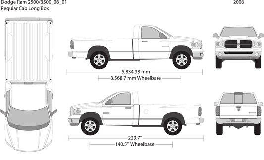 2006 Dodge Ram 2500_3500 vector wrap template V01, Design-Ready PDF - GravBase