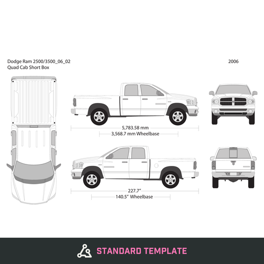 2006 Dodge Ram 2500_3500 vector wrap template V02, Design-Ready PDF - GravBase