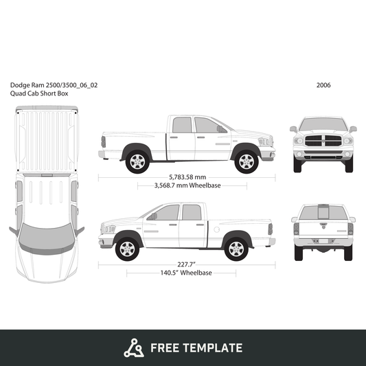 2006 Dodge Ram 2500_3500 free vector vehicle wrap template - GravBase