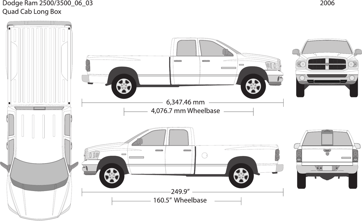 2006 Dodge Ram 2500_3500 vector wrap template V03, Design-Ready PDF - GravBase