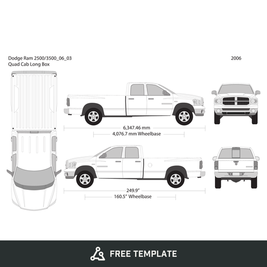2006 Dodge Ram 2500_3500 free vector vehicle wrap template - GravBase