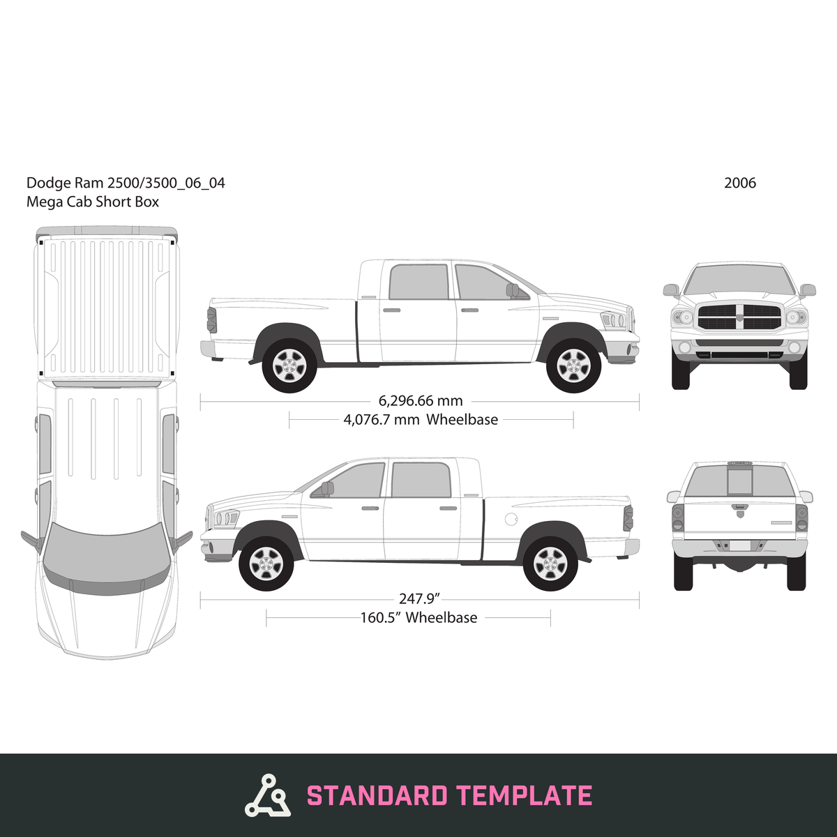 2006 Dodge Ram 2500_3500 vector wrap template V04, Design-Ready PDF - GravBase