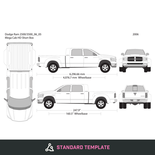 2006 Dodge Ram 2500_3500 vector wrap template V05, Design-Ready PDF - GravBase