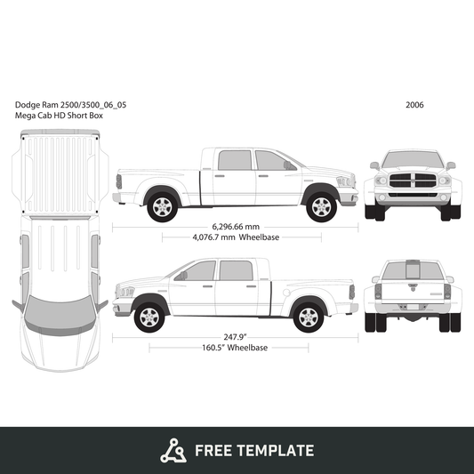 2006 Dodge Ram 2500_3500 free vector vehicle wrap template - GravBase