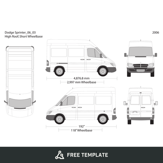 2006 Dodge Sprinter free vector vehicle wrap template - GravBase