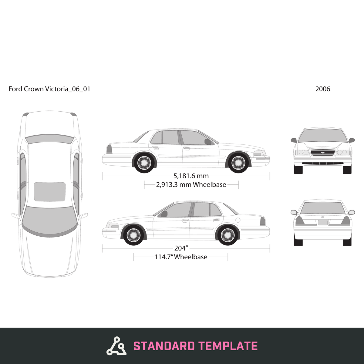 2006 Ford Crown Victoria vector wrap template, Design-Ready PDF - GravBase