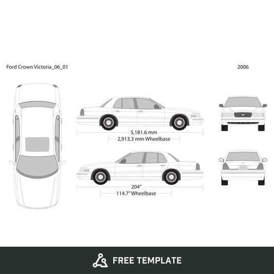 2006 Ford Crown Victoria free vector vehicle wrap template - GravBase