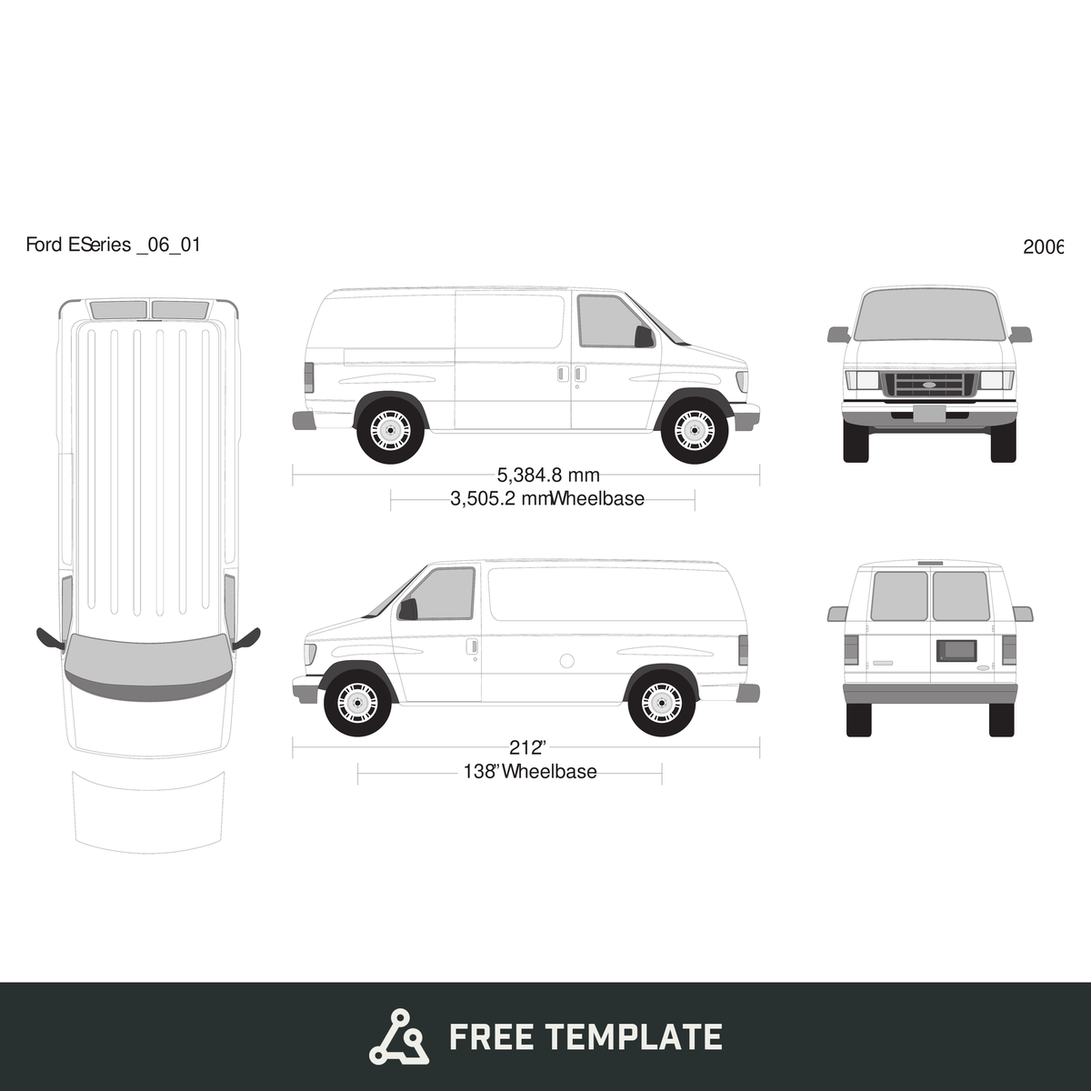 2006 Ford E Series free vector vehicle wrap template - GravBase