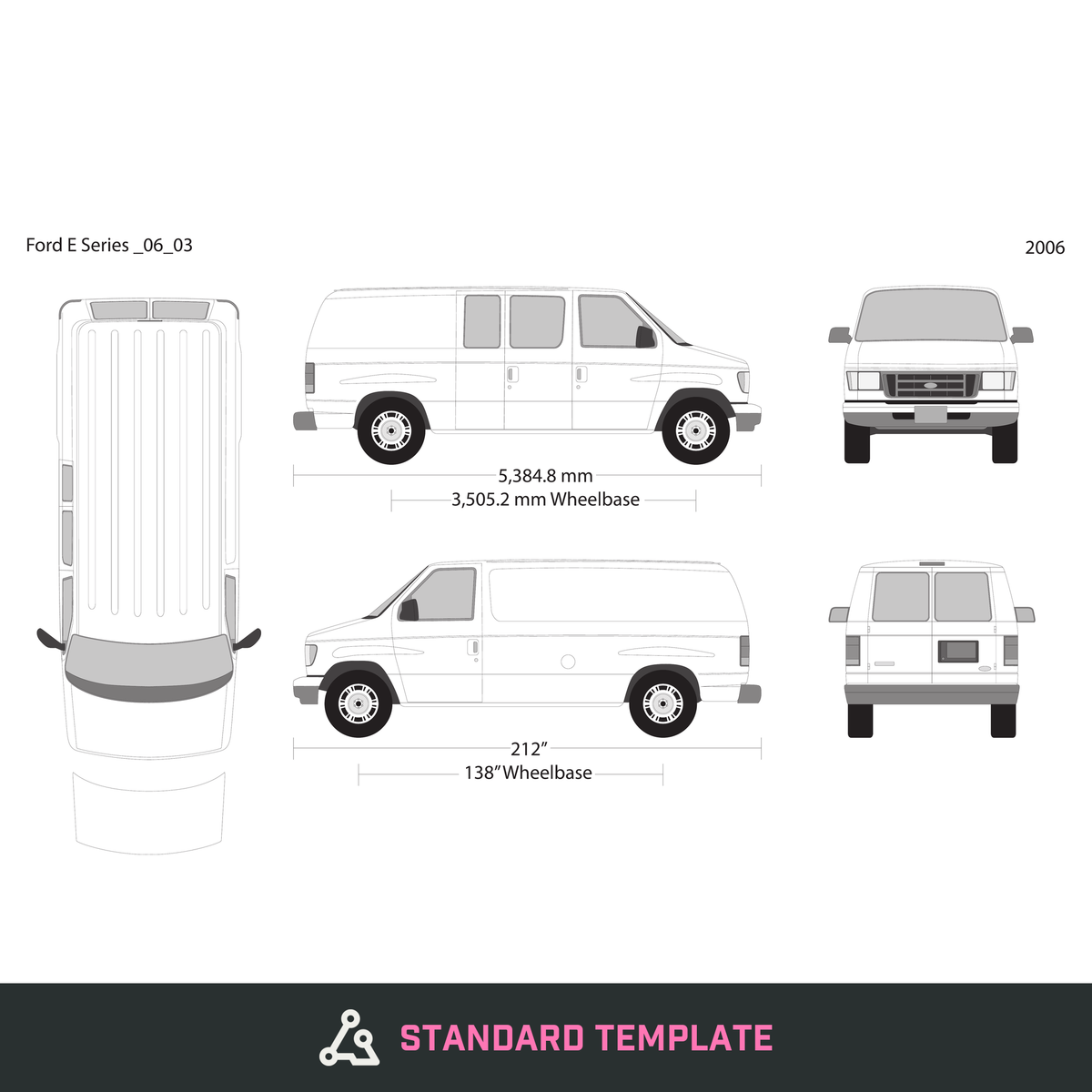 2006 Ford E Series vector wrap template V03, Design-Ready PDF - GravBase