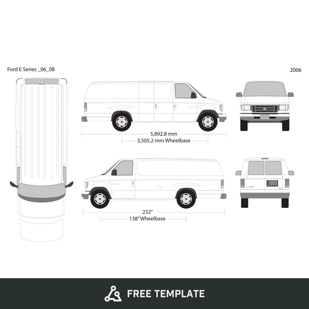 2006 Ford E Series free vector vehicle wrap template - GravBase