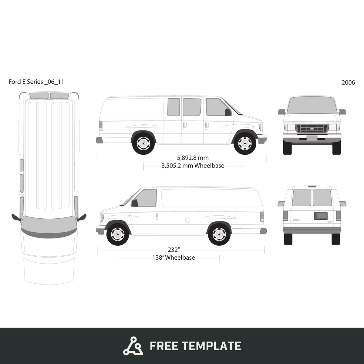 2006 Ford E Series free vector vehicle wrap template - GravBase
