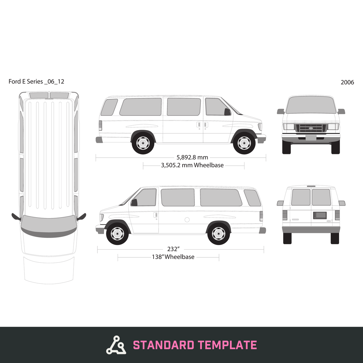 2006 Ford E Series vector wrap template V12, Design-Ready PDF - GravBase