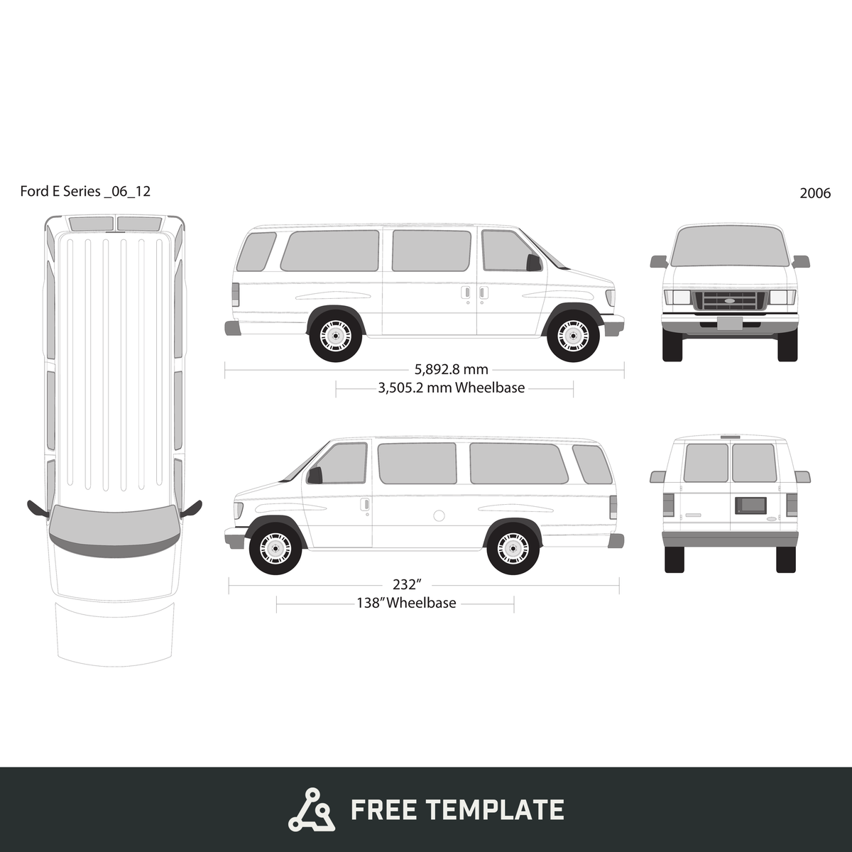 2006 Ford E Series free vector vehicle wrap template - GravBase