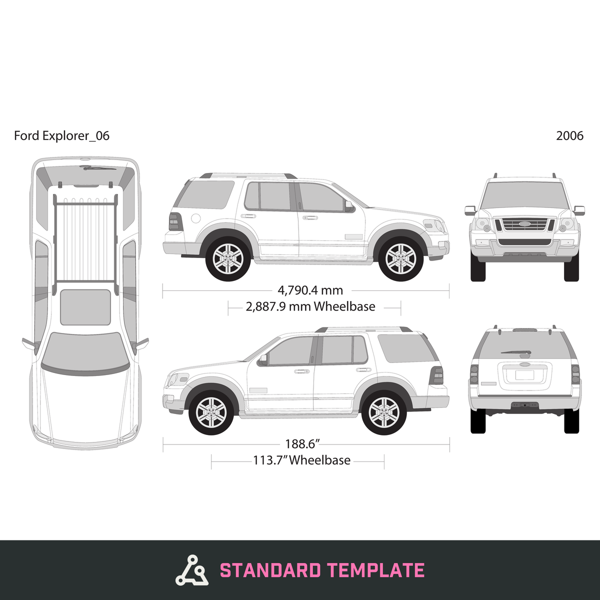2006 Ford Explorer vector wrap template, Design-Ready PDF - GravBase