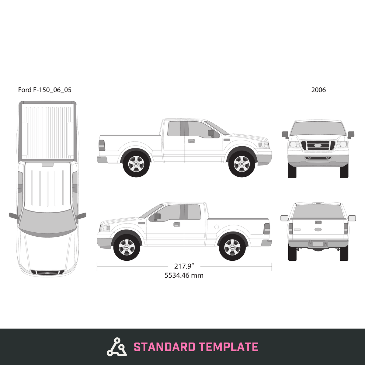 2006 Ford F-150 vector wrap template V05, Design-Ready PDF - GravBase