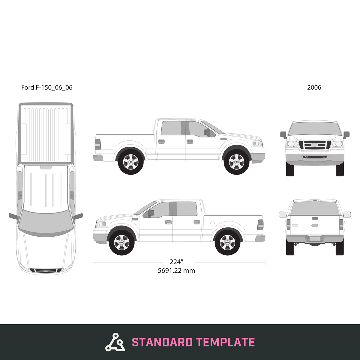2006 Ford F-150 vector wrap template V06, Design-Ready PDF - GravBase
