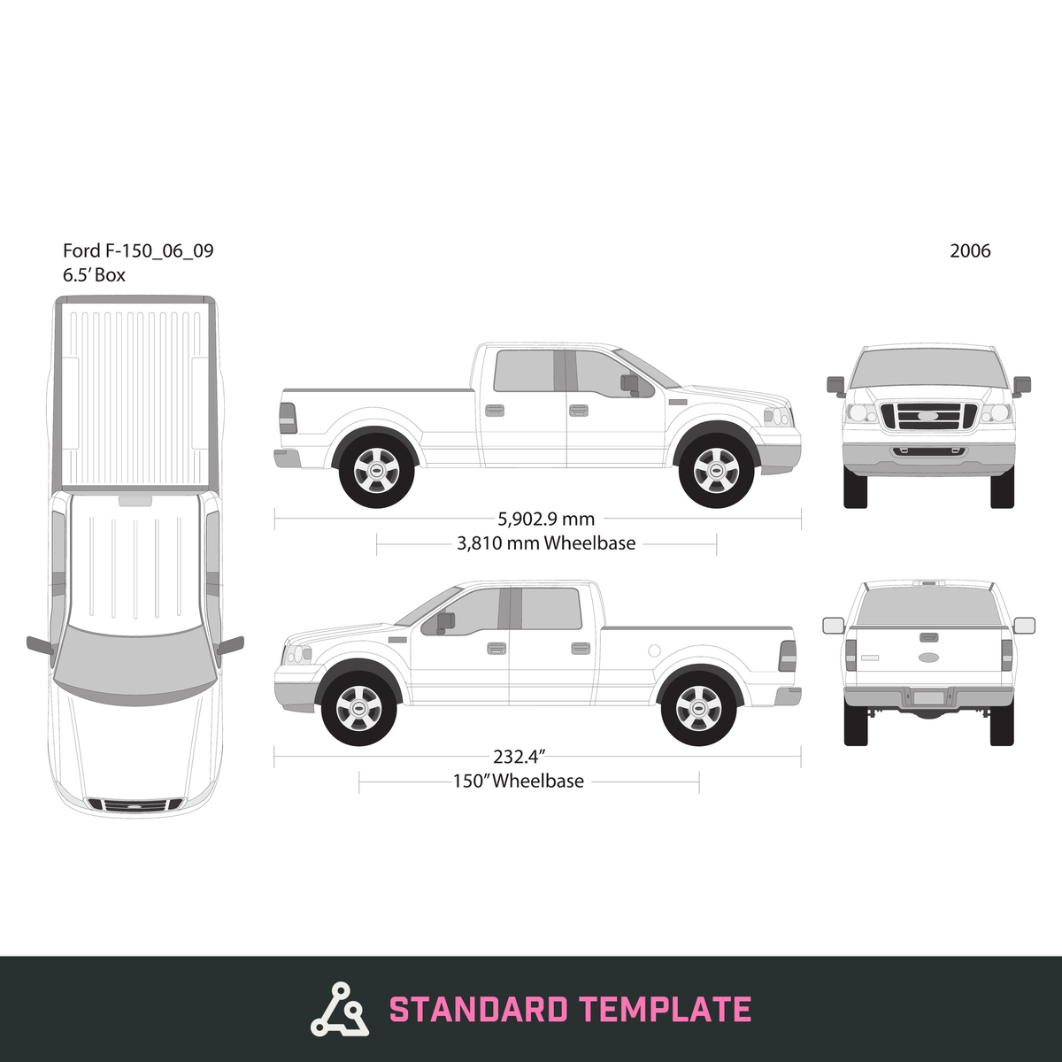 2006 Ford F-150 vector wrap template V09, Design-Ready PDF - GravBase