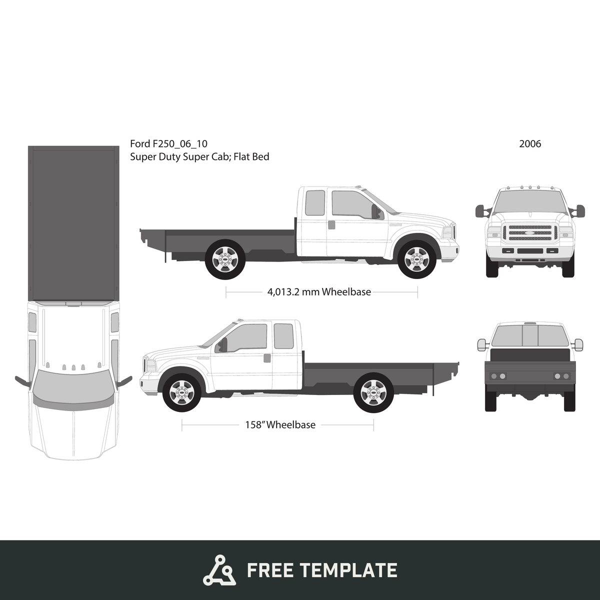 2006 Ford F-250 free vector vehicle wrap template - GravBase