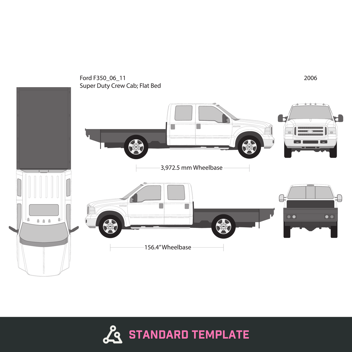 2006 Ford F-350 vector wrap template V11, Design-Ready PDF - GravBase