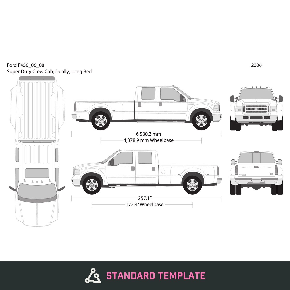 2006 Ford F-450 vector wrap template V08, Design-Ready PDF - GravBase