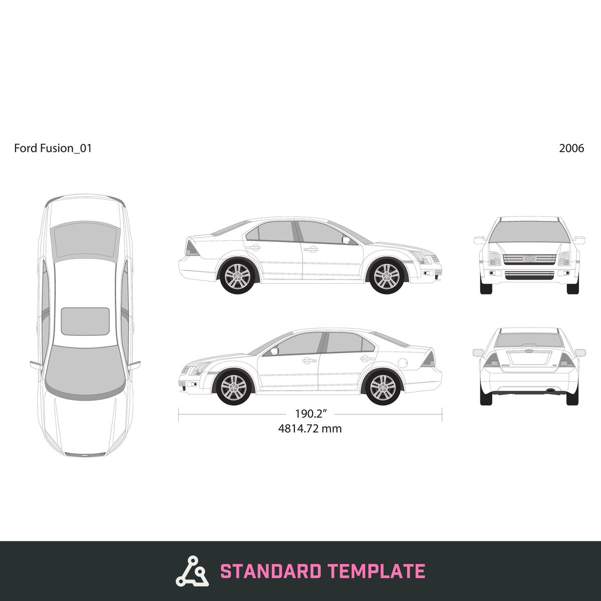 2006 Ford Fusion vector wrap template, Design-Ready PDF - GravBase