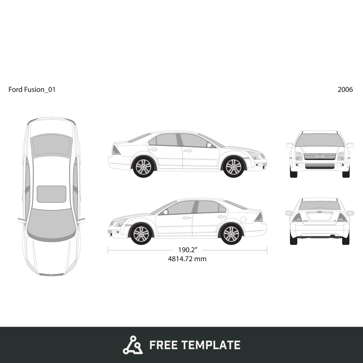 2006 Ford Fusion free vector vehicle wrap template - GravBase