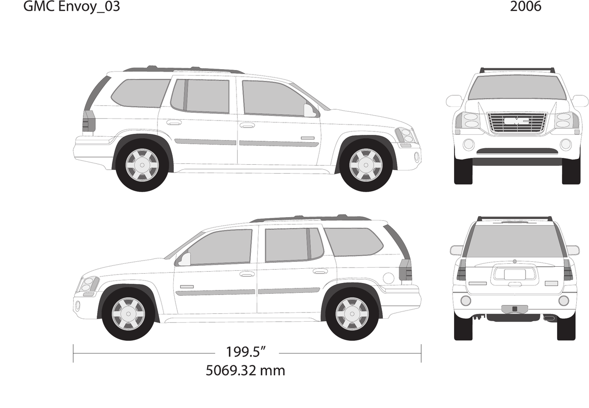 2006 GMC Envoy vector wrap template, Design-Ready PDF - GravBase