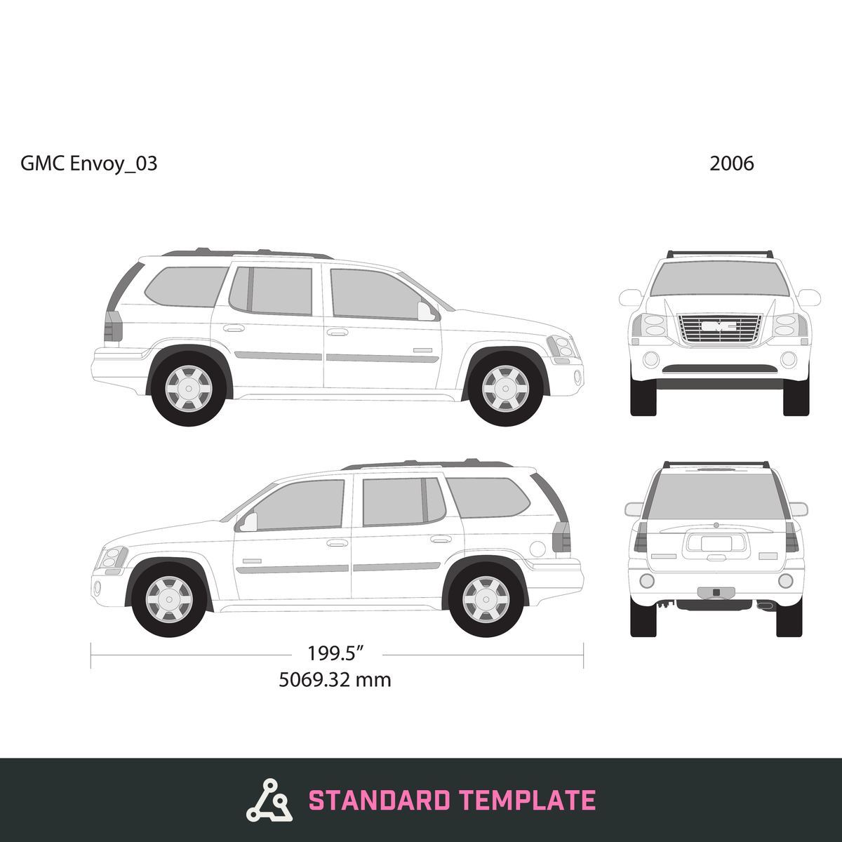 2006 GMC Envoy vector wrap template, Design-Ready PDF - GravBase