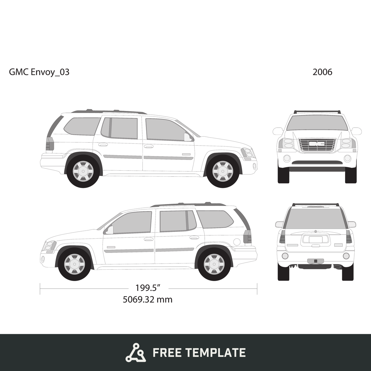 2006 GMC Envoy free vector vehicle wrap template - GravBase