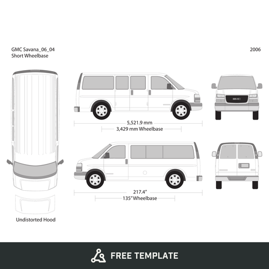 2006 GMC Savana free vector vehicle wrap template - GravBase