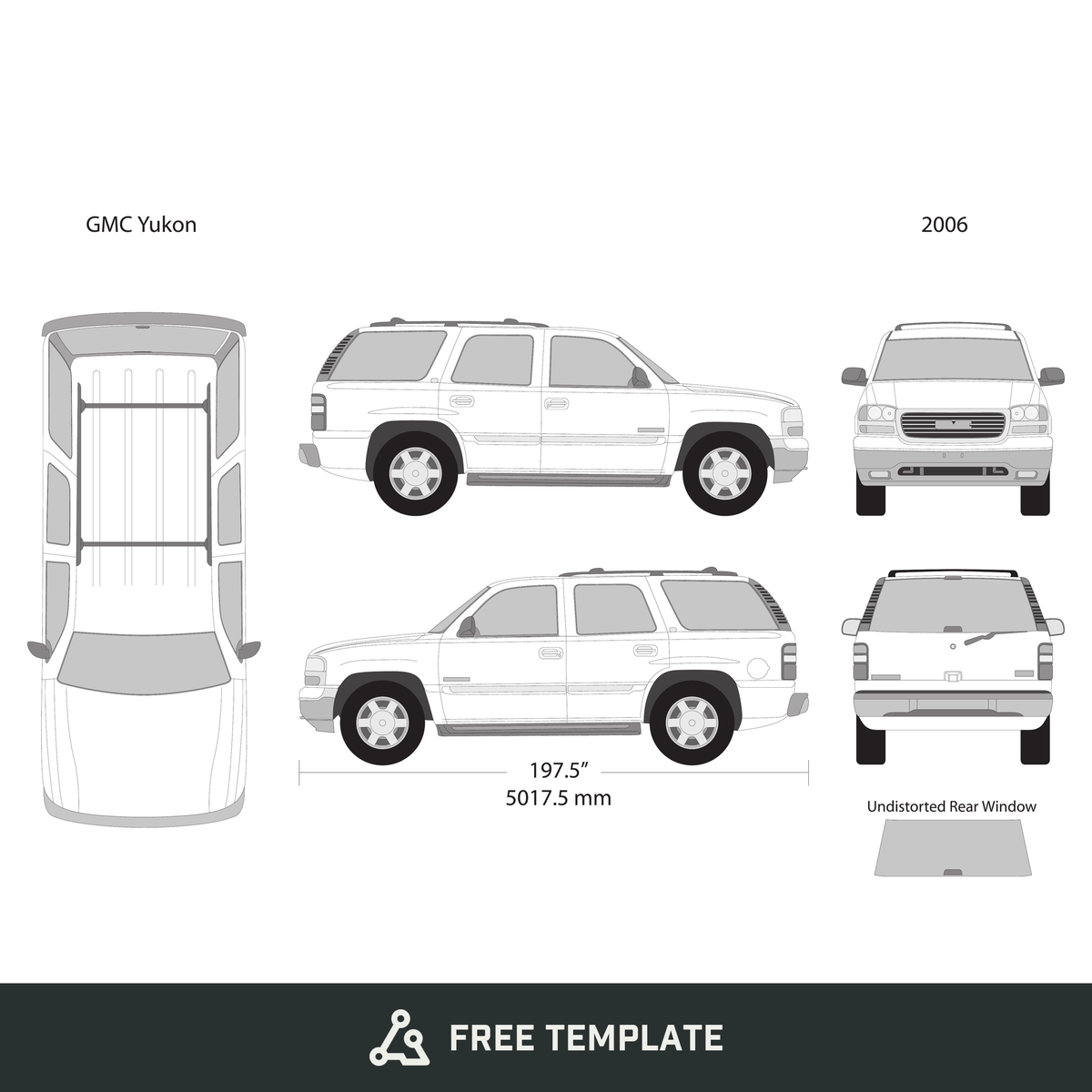 2006 GMC Yukon free vector vehicle wrap template - GravBase
