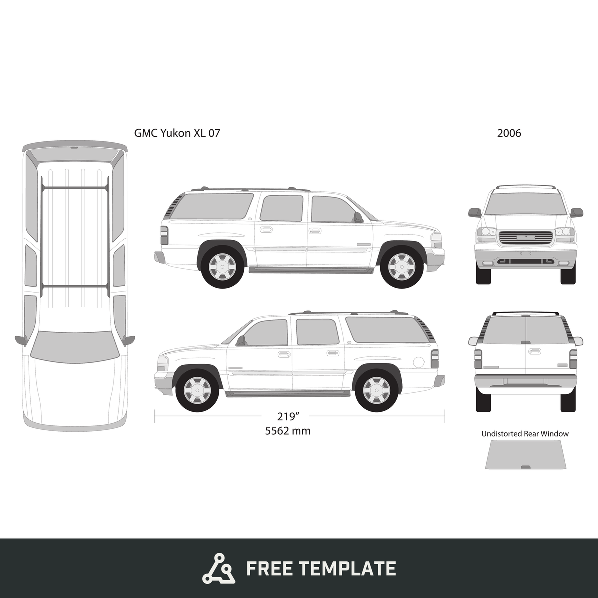 2006 GMC Yukon free vector vehicle wrap template - GravBase