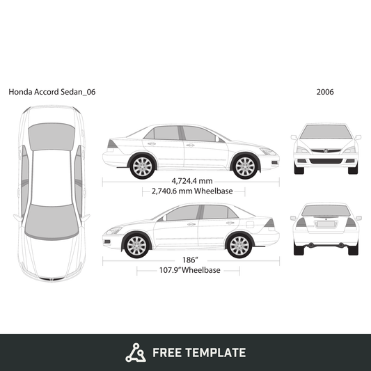 2006 Honda Accord Sedan free vector vehicle wrap template - GravBase