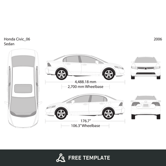 2006 Honda Civic Sedan free vector vehicle wrap template - GravBase