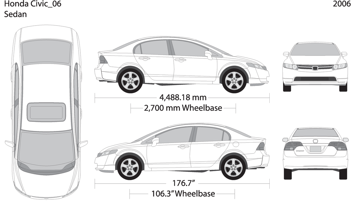 2006 Honda Civic Sedan V06 Vehicle Wrap Template