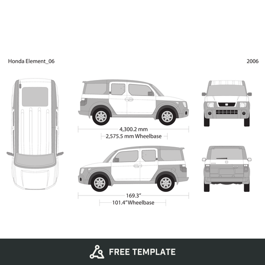 2006 Honda Element free vector vehicle wrap template - GravBase