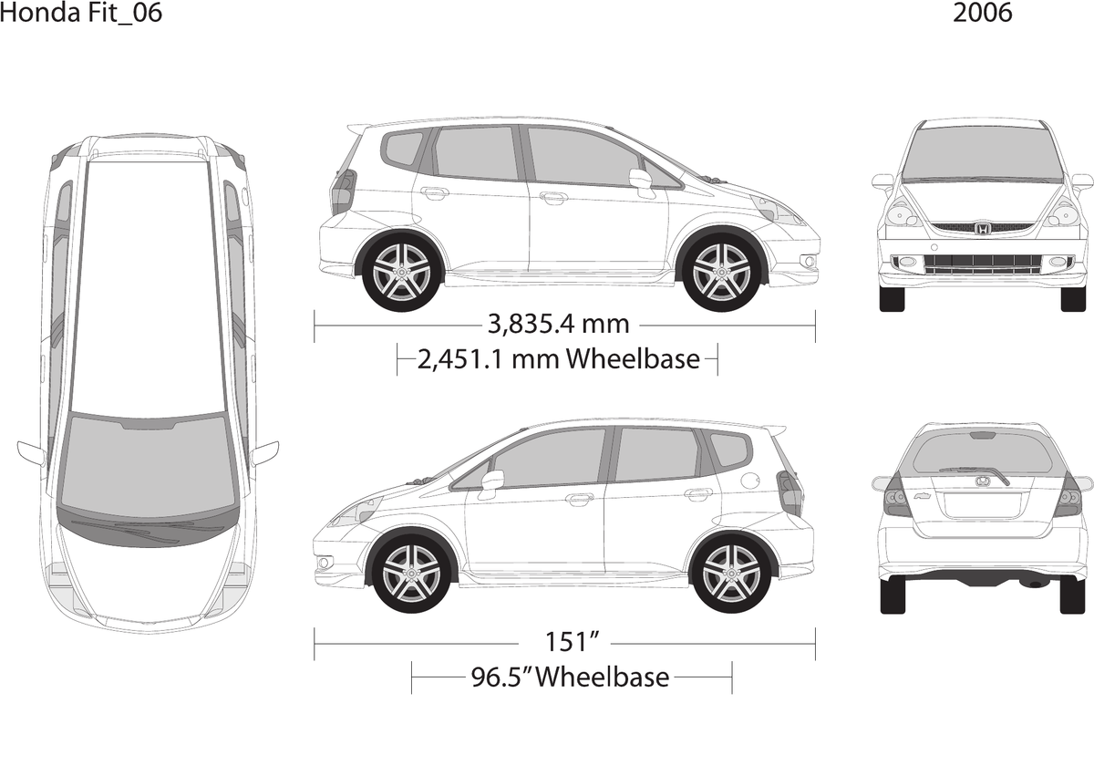 2006 Honda Fit vector wrap template, Design-Ready PDF - GravBase