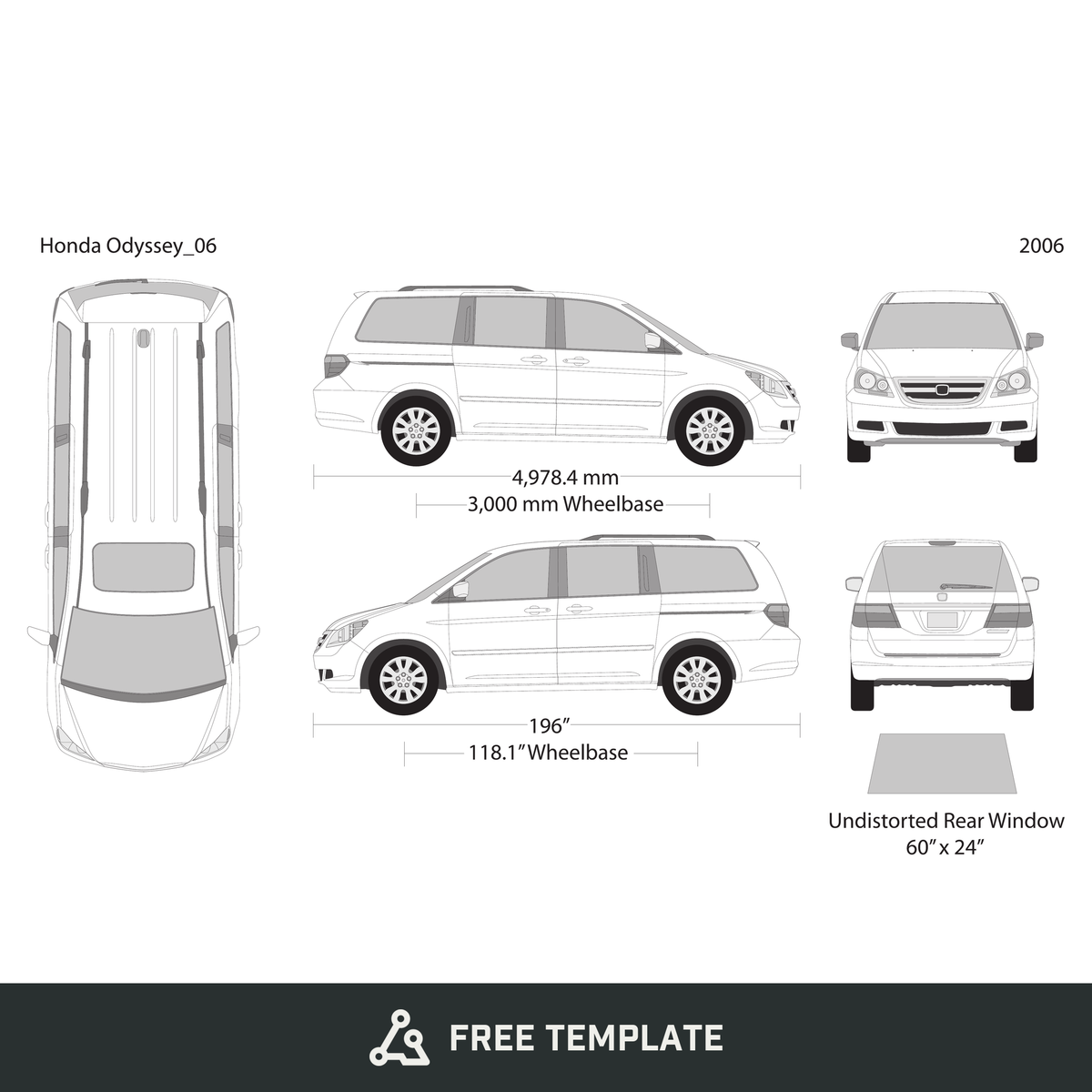 2006 Honda Odyssey free vector vehicle wrap template - GravBase