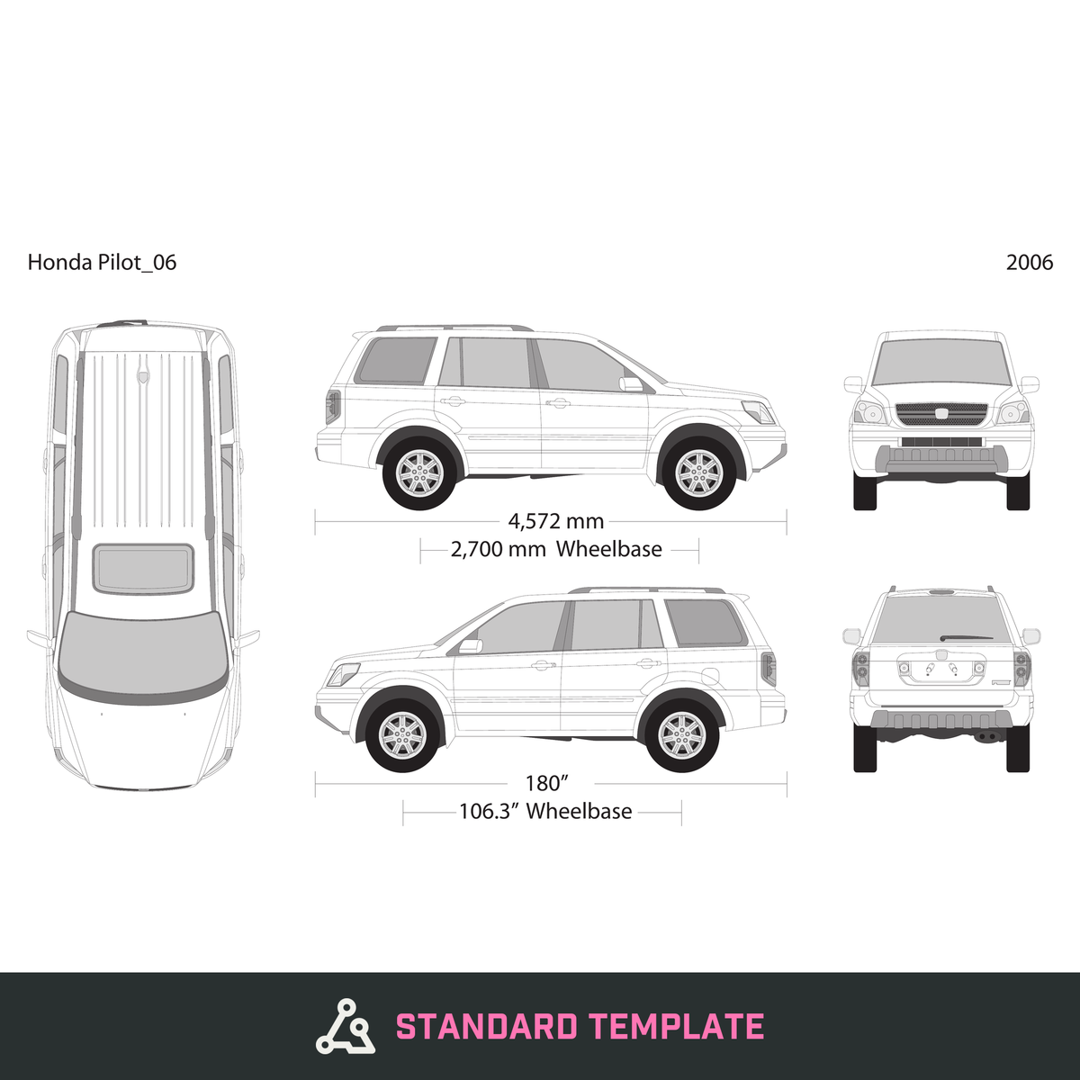 2006 Honda Pilot vector wrap template, Design-Ready PDF - GravBase