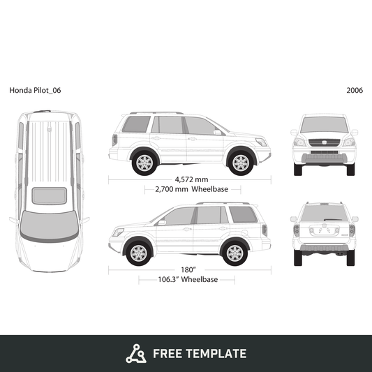 2006 Honda Pilot free vector vehicle wrap template - GravBase