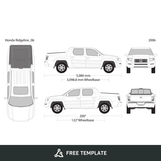 2006 Honda Ridgeline free vector vehicle wrap template - GravBase