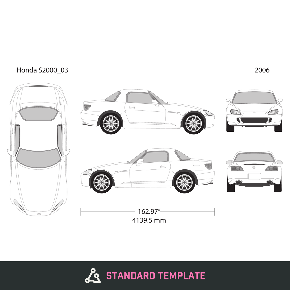 2006 Honda S2000 vector wrap template, Design-Ready PDF - GravBase