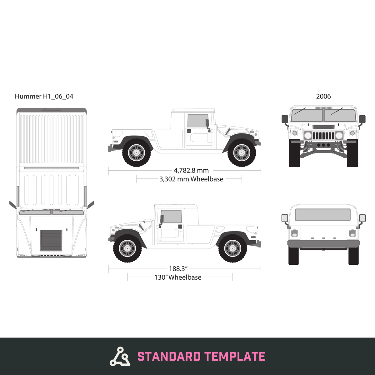 2006 Hummer H1 vector wrap template V04, Design-Ready PDF - GravBase